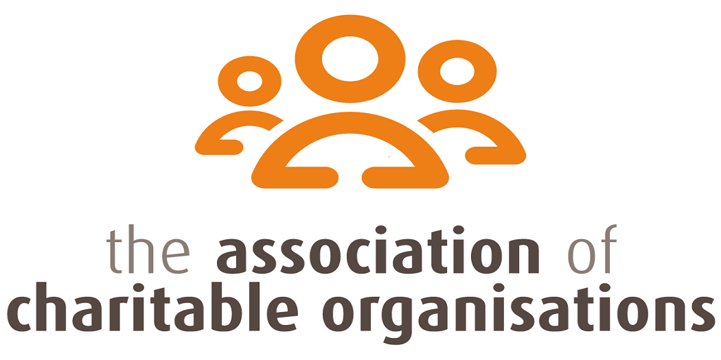 Association of Charitable Organisations logo featuring the name under an icon of three people together in orange