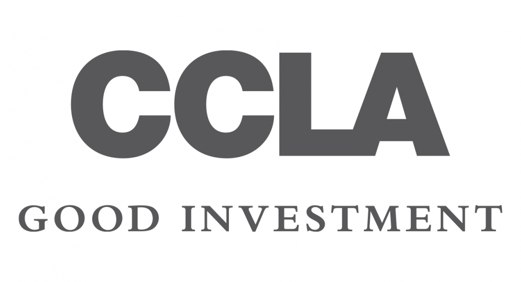 CCLA logo showing the name of the company in bold letters, and the strapline "Good investment" below it